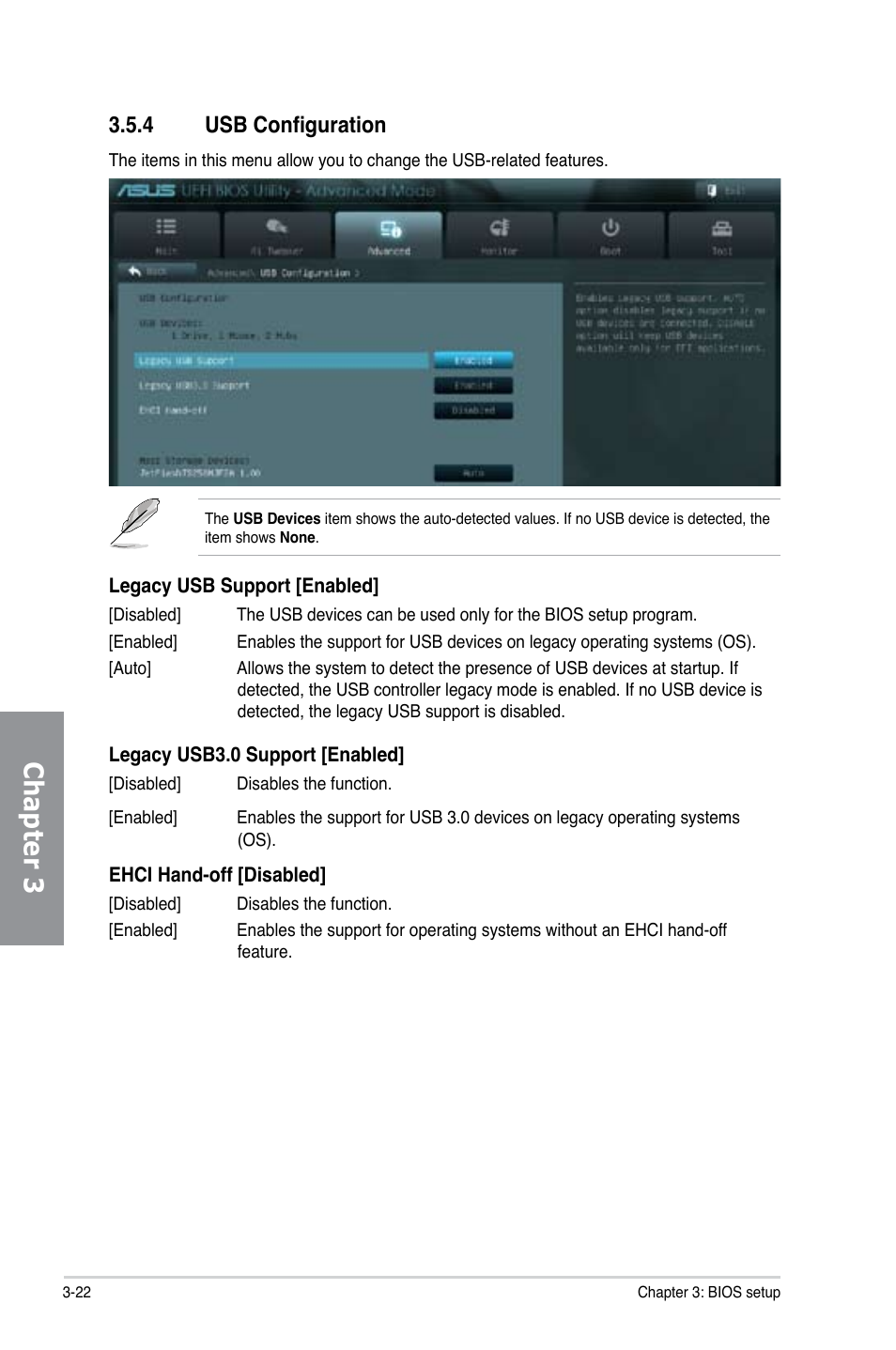 4 usb configuration, Usb configuration -22, Chapter 3 | Asus SABERTOOTH X79 User Manual | Page 84 / 148