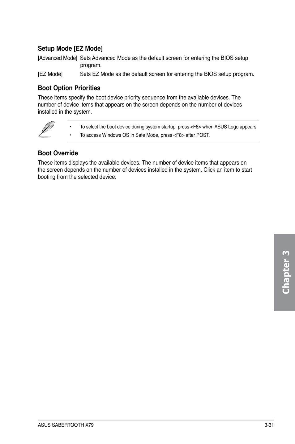 Chapter 3 | Asus SABERTOOTH X79 User Manual | Page 93 / 148