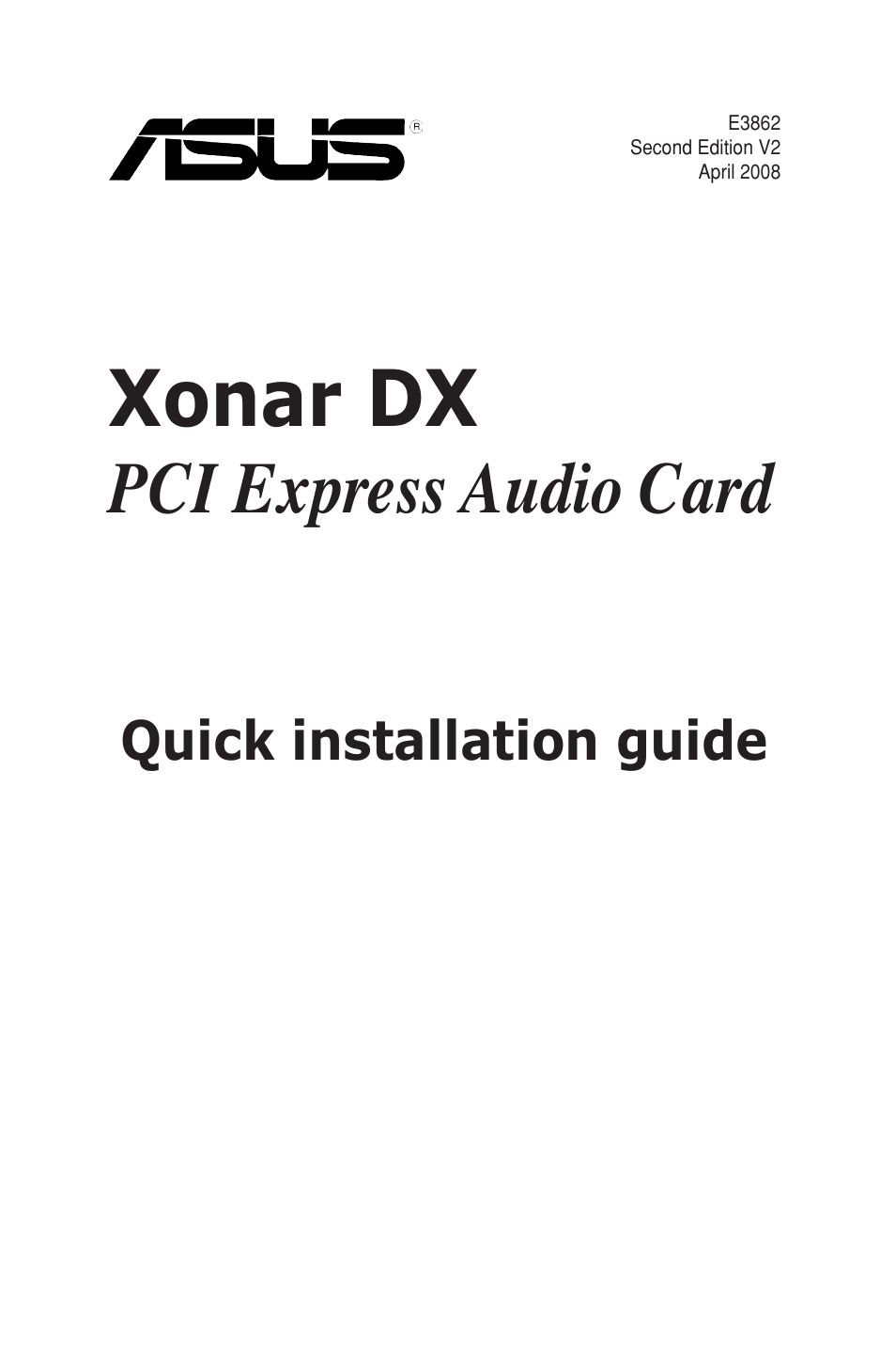 Asus Xonar DX User Manual | 10 pages