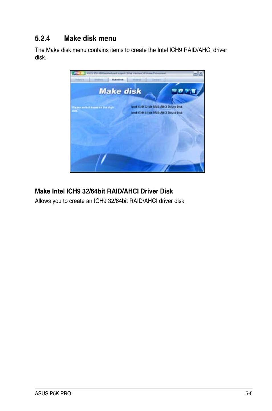 4 make disk menu | Asus P5K Pro User Manual | Page 109 / 166