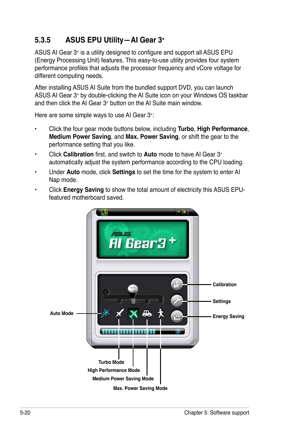 5 asus epu utility—ai gear 3 | Asus P5K Pro User Manual | Page 124 / 166