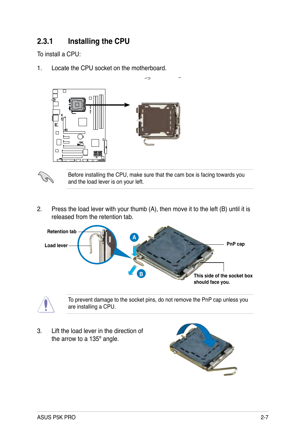 1 installing the cpu | Asus P5K Pro User Manual | Page 31 / 166