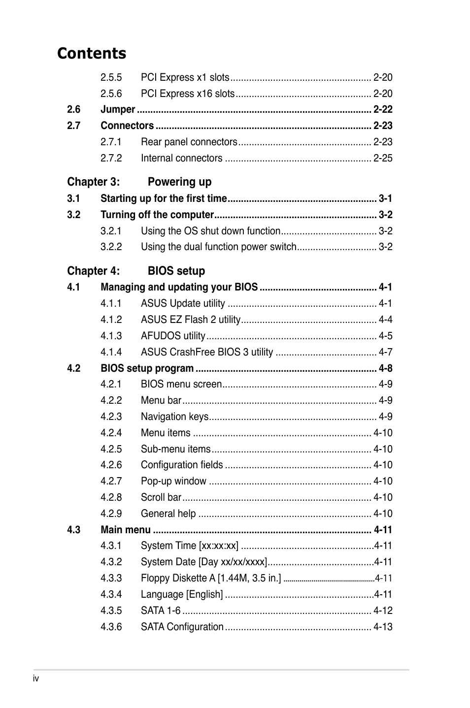 Asus P5K Pro User Manual | Page 4 / 166