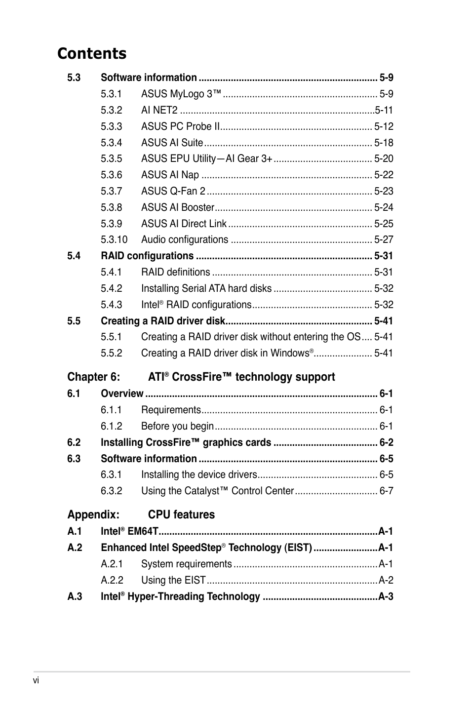 Asus P5K Pro User Manual | Page 6 / 166