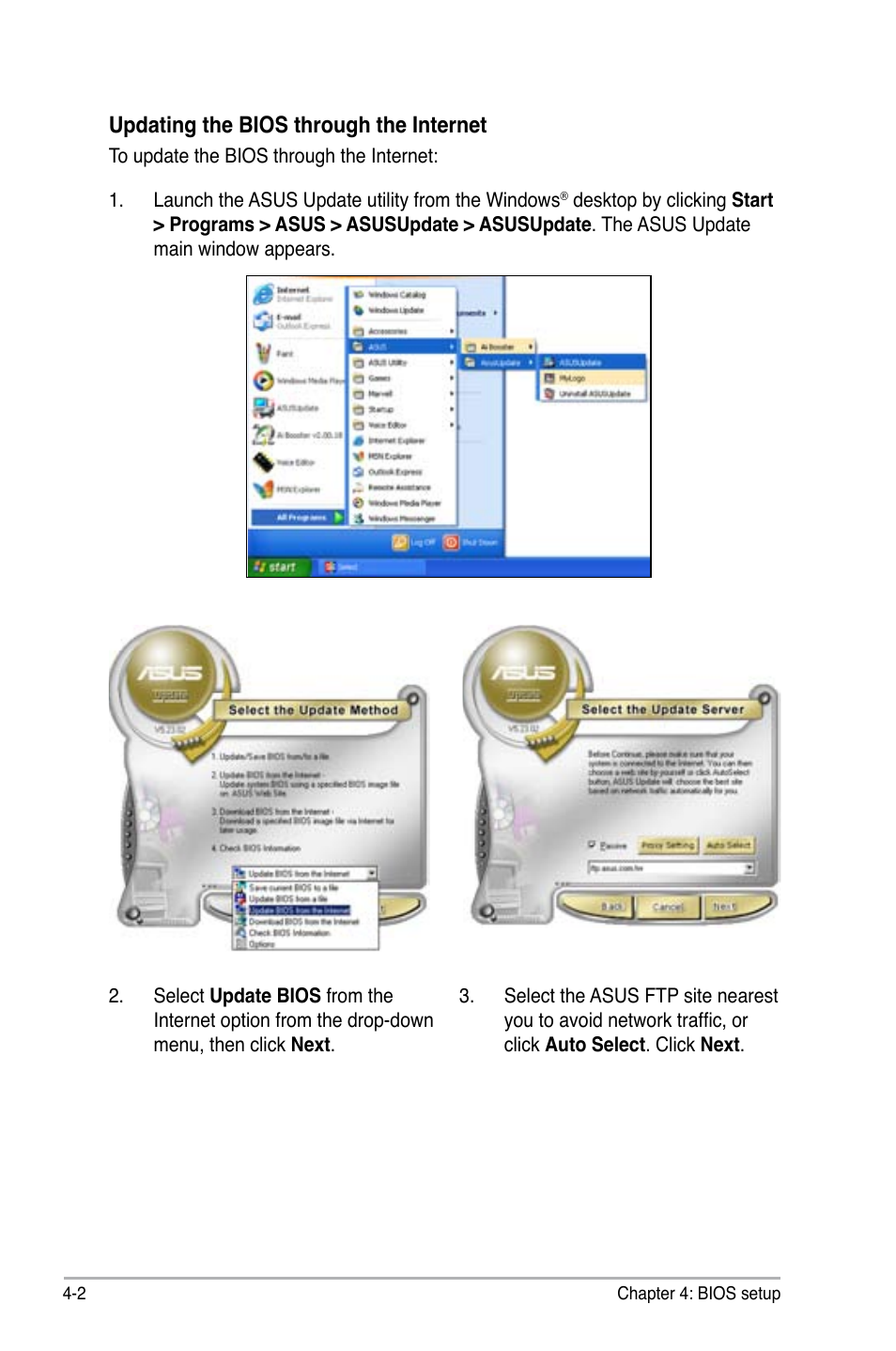 Updating the bios through the internet | Asus P5K Pro User Manual | Page 66 / 166