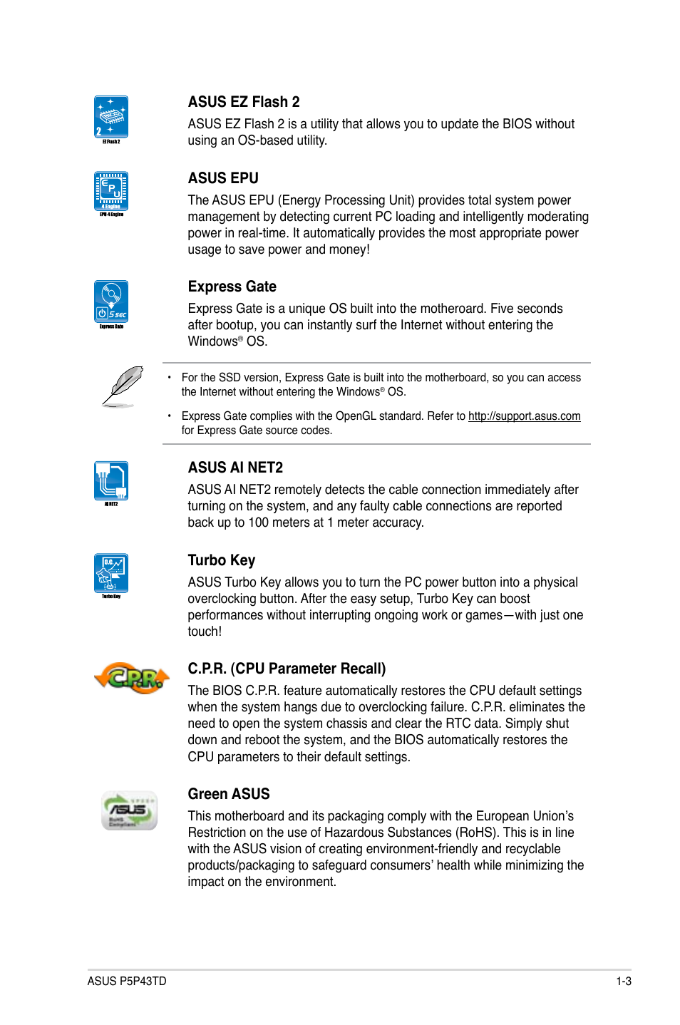 Asus P5P43TD/USB3 User Manual | Page 13 / 62