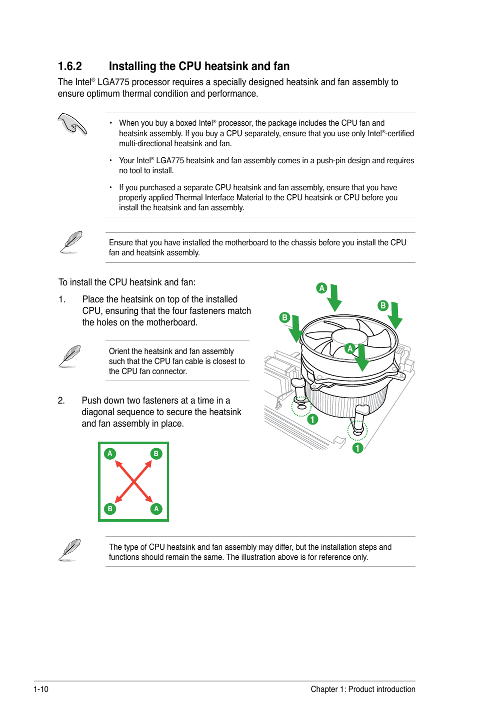 2 installing the cpu heatsink and fan, Installing the cpu heatsink and fan -10 | Asus P5P43TD/USB3 User Manual | Page 20 / 62