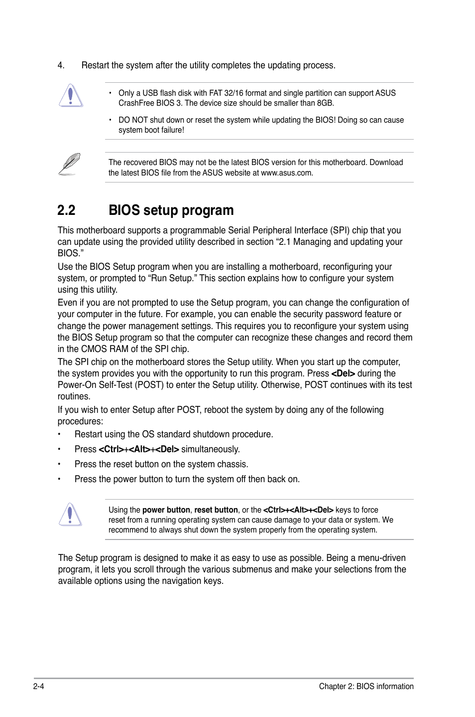 2 bios setup program, Bios setup program -4 | Asus P5P43TD/USB3 User Manual | Page 42 / 62