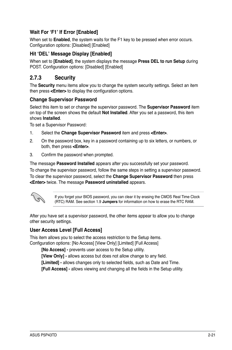 3 security, Security -21 | Asus P5P43TD/USB3 User Manual | Page 59 / 62