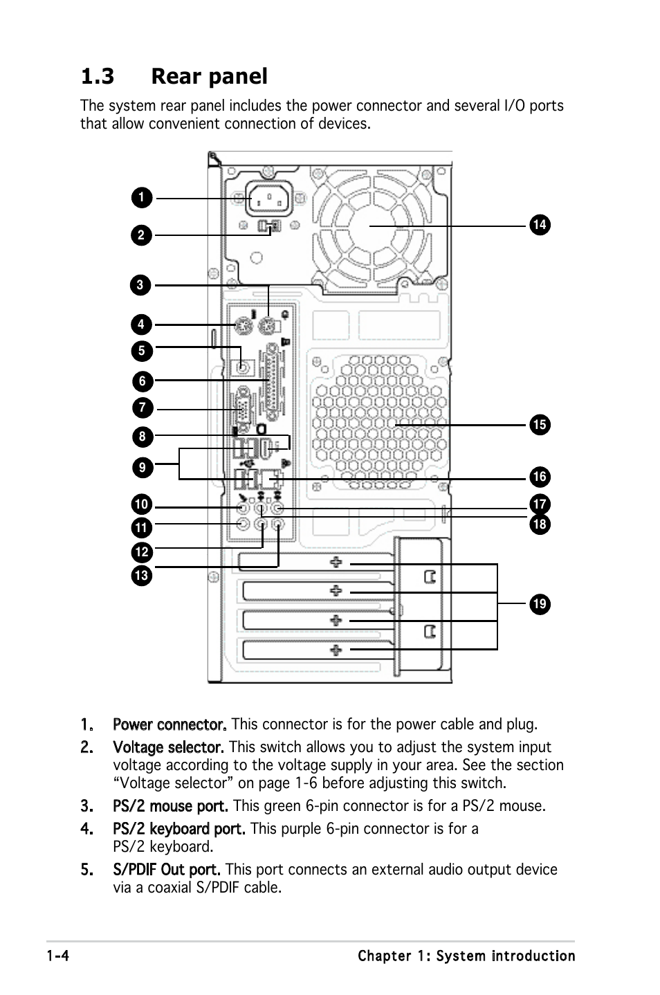 3 rear panel | Asus V3-M2NC61S User Manual | Page 14 / 93