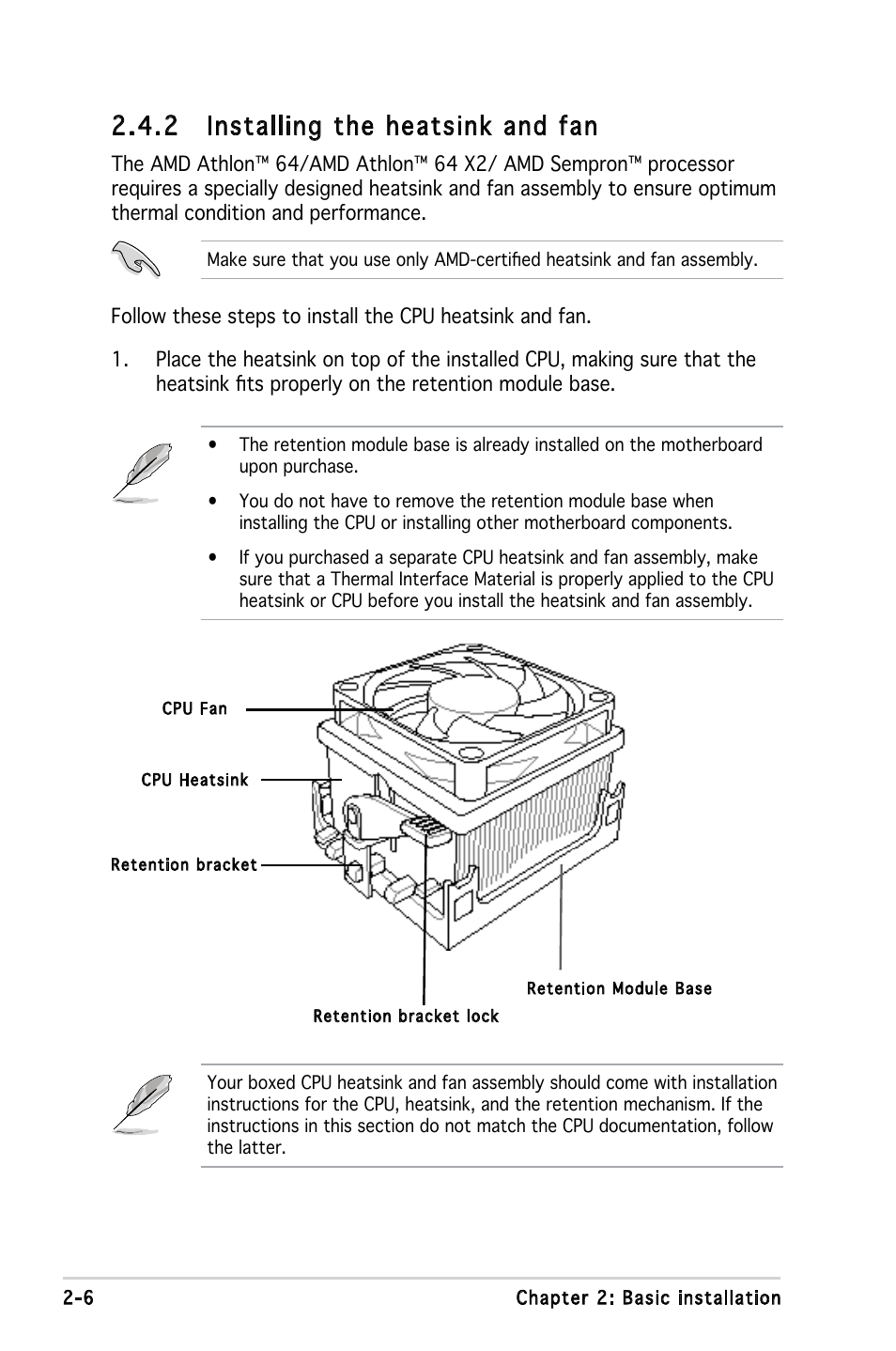 2 installing the heatsink and fan | Asus V3-M2NC61S User Manual | Page 24 / 93