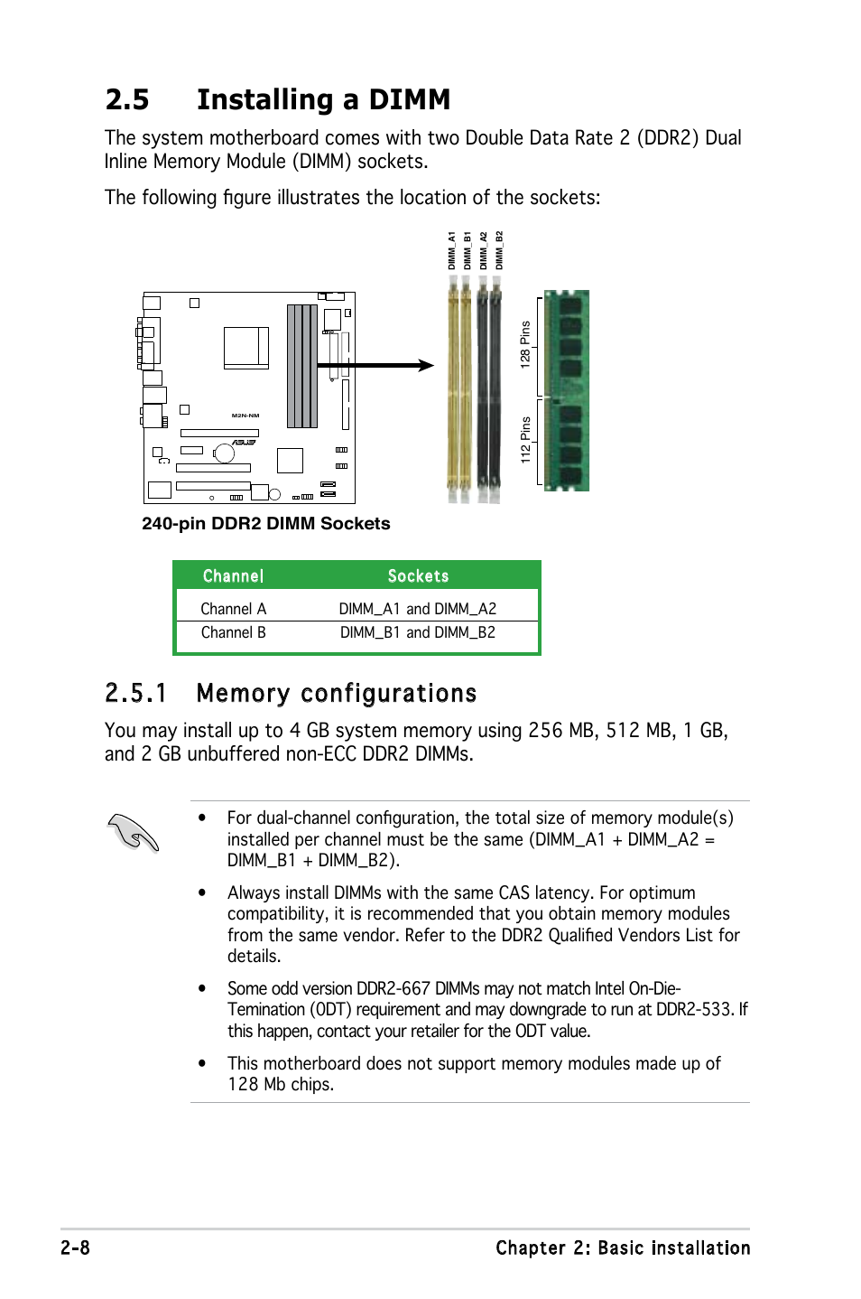 5 installing a dimm | Asus V3-M2NC61S User Manual | Page 26 / 93