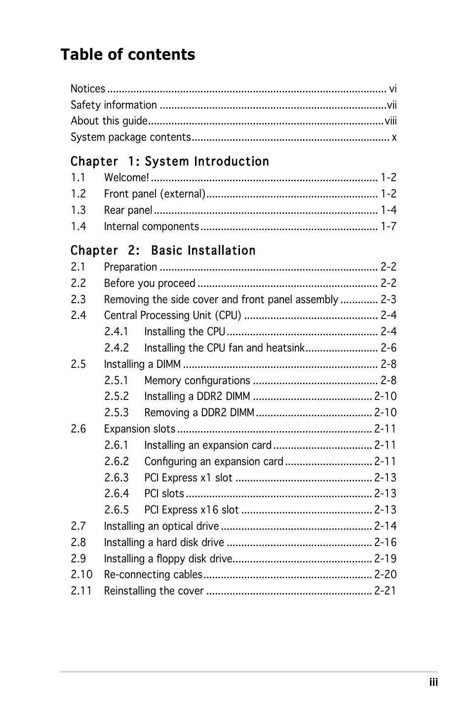 Asus V3-M2NC61S User Manual | Page 3 / 93