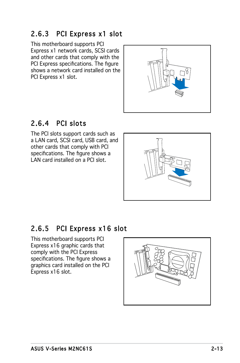 4 pci slots, 3 pci express x1 slot, 5 pci express x16 slot | Asus V3-M2NC61S User Manual | Page 31 / 93