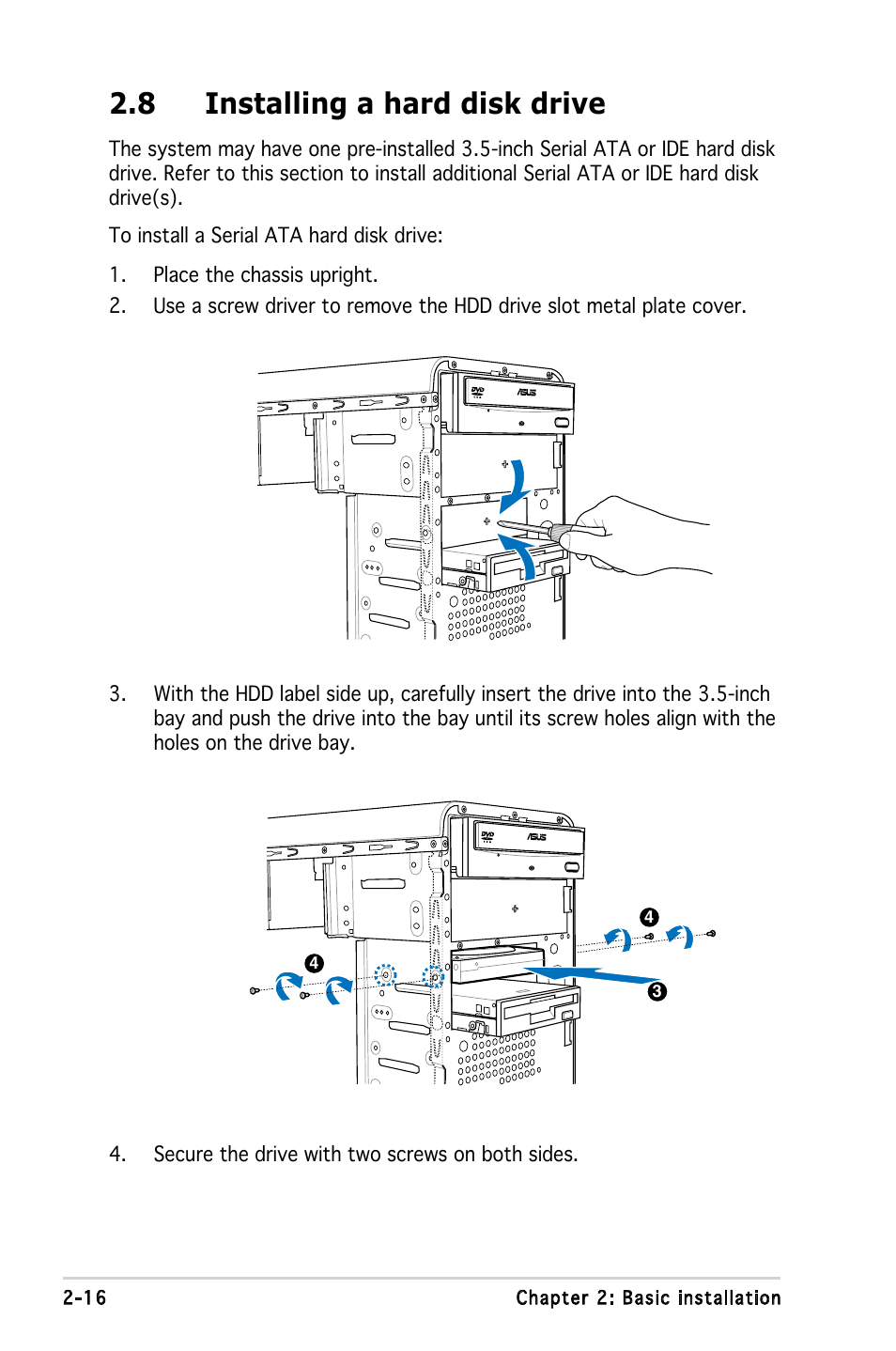 8 installing a hard disk drive | Asus V3-M2NC61S User Manual | Page 34 / 93