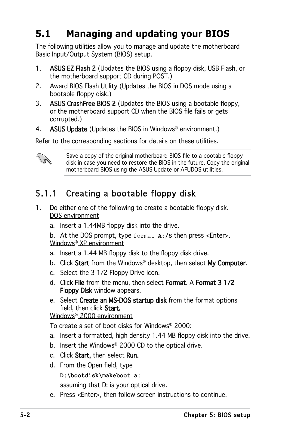 1 managing and updating your bios, 1 creating a bootable floppy disk | Asus V3-M2NC61S User Manual | Page 63 / 93