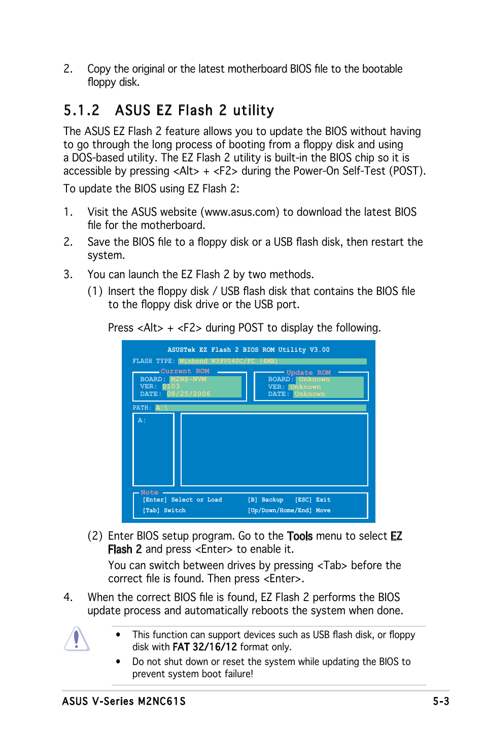 2 asus ez flash 2 utility | Asus V3-M2NC61S User Manual | Page 64 / 93