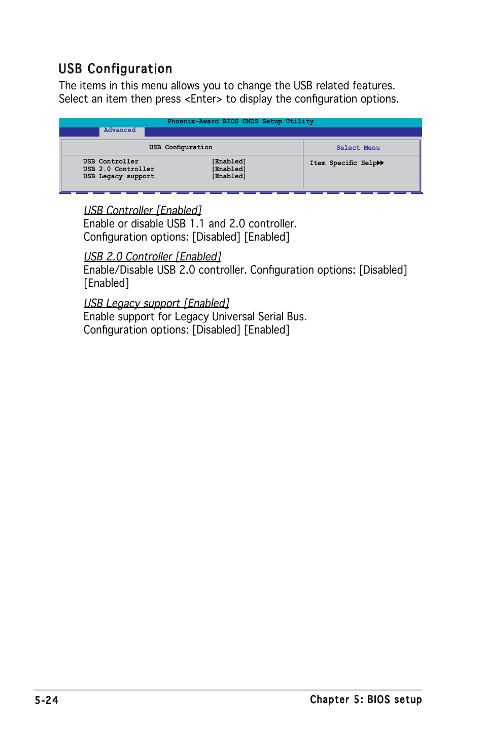 Usb configuration | Asus V3-M2NC61S User Manual | Page 85 / 93