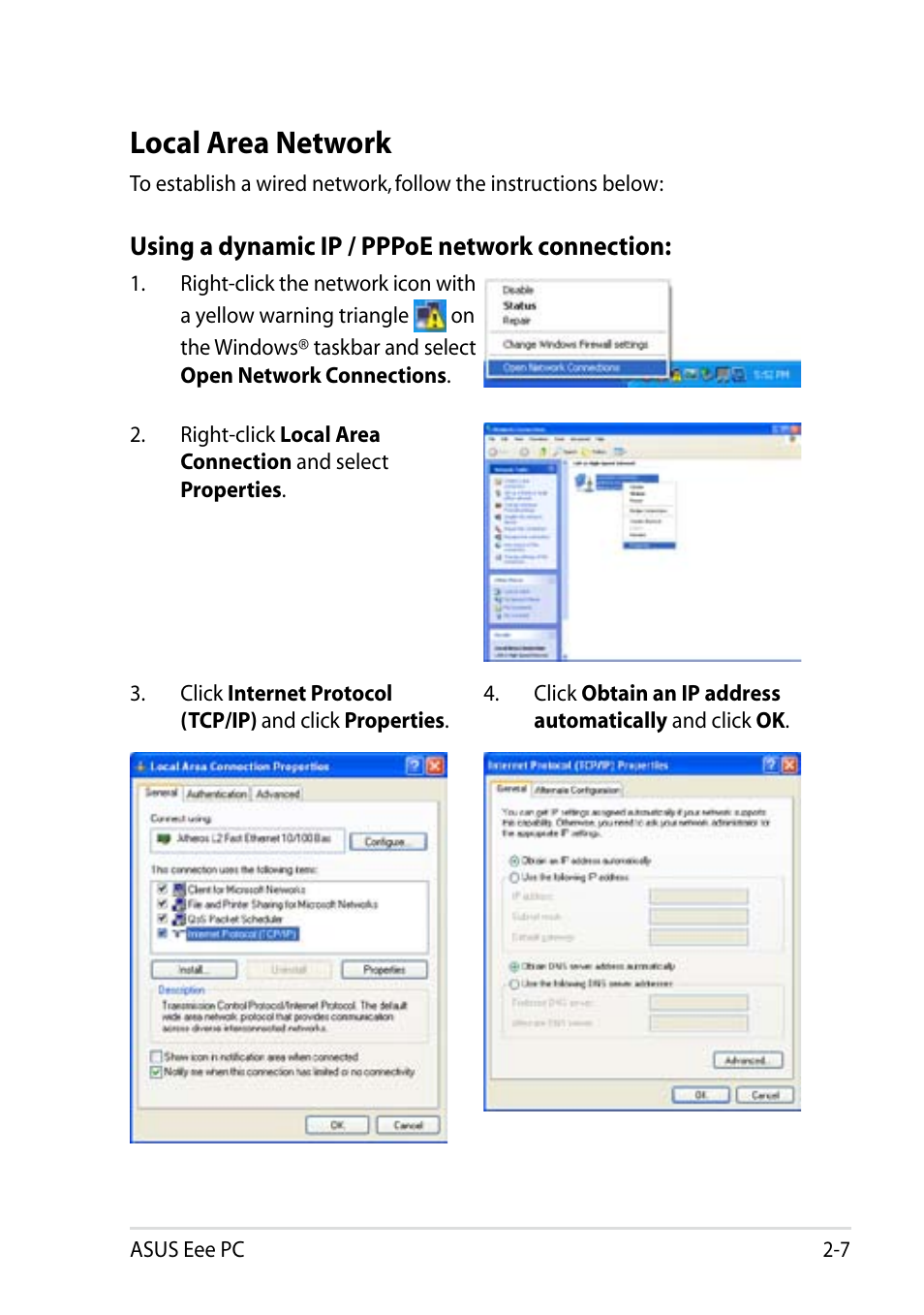 Local area network, Local area network -7 | Asus Eee PC R101 User Manual | Page 27 / 60