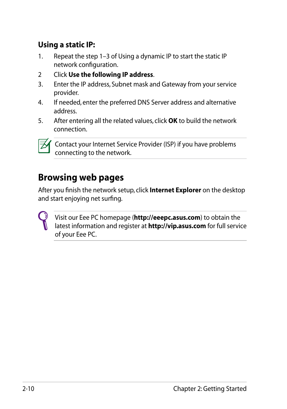 Browsing web pages | Asus Eee PC R101 User Manual | Page 30 / 60