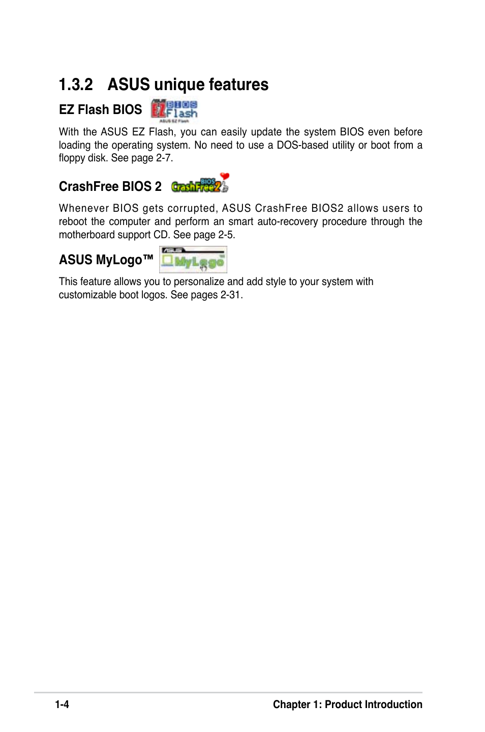 2 asus unique features | Asus P5VD2-MX SE User Manual | Page 14 / 78