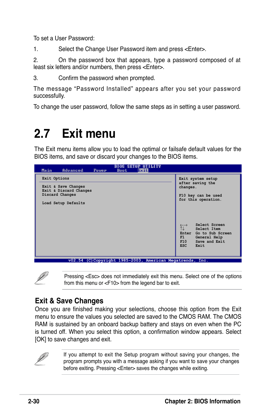 7 exit menu, Exit & save changes | Asus P5VD2-MX SE User Manual | Page 70 / 78