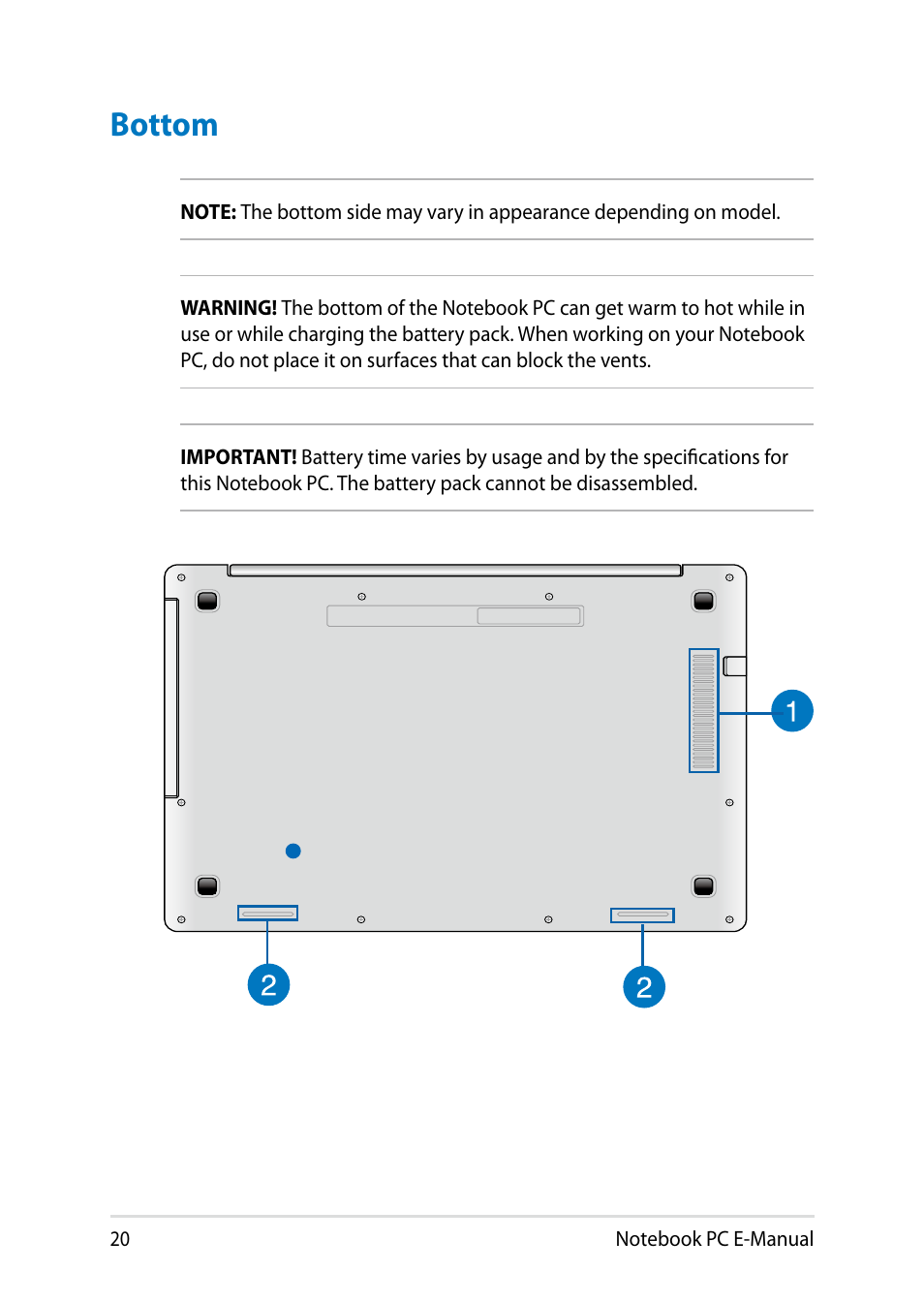 Bottom | Asus V551LB User Manual | Page 20 / 138