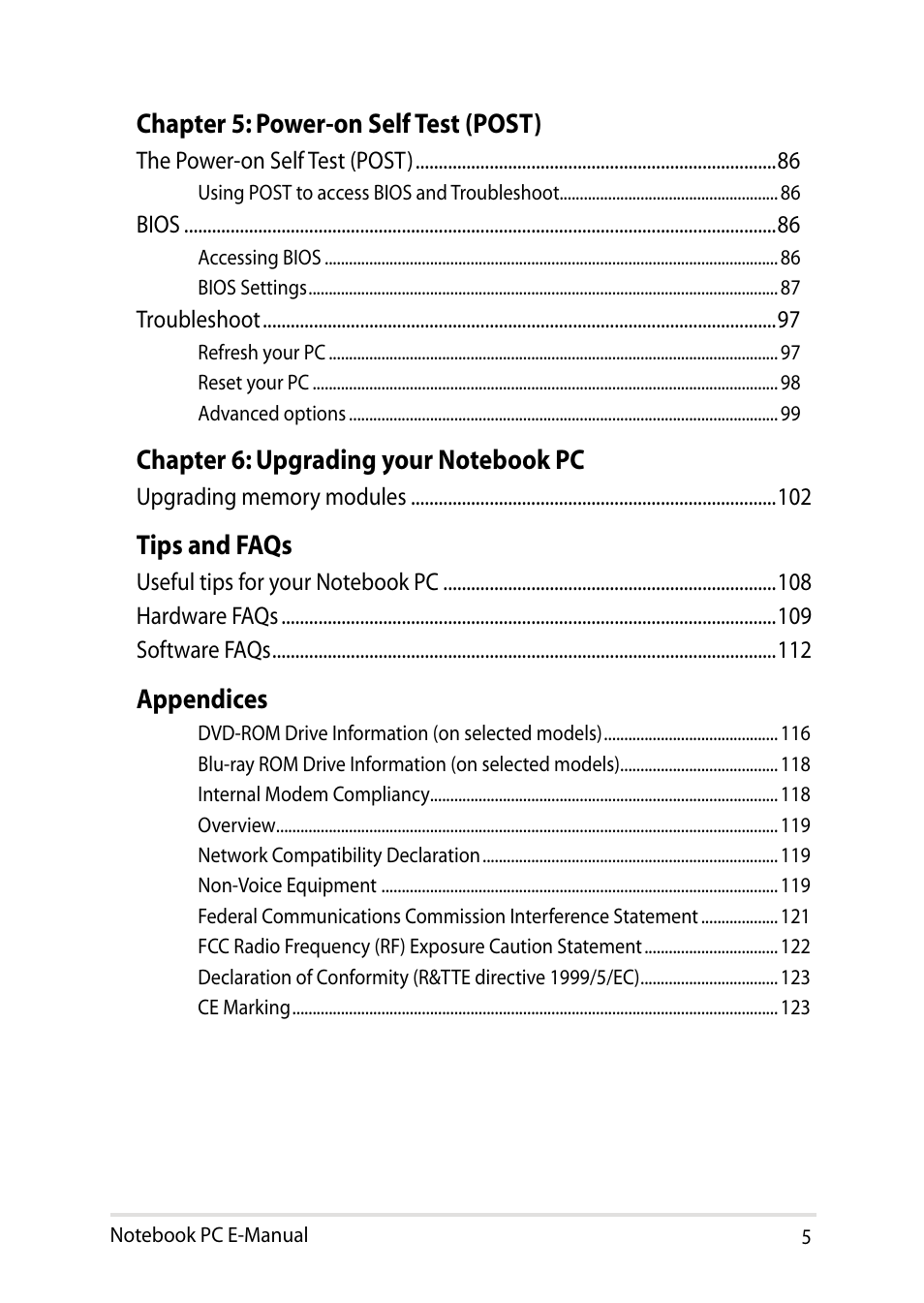 Asus V551LB User Manual | Page 5 / 138