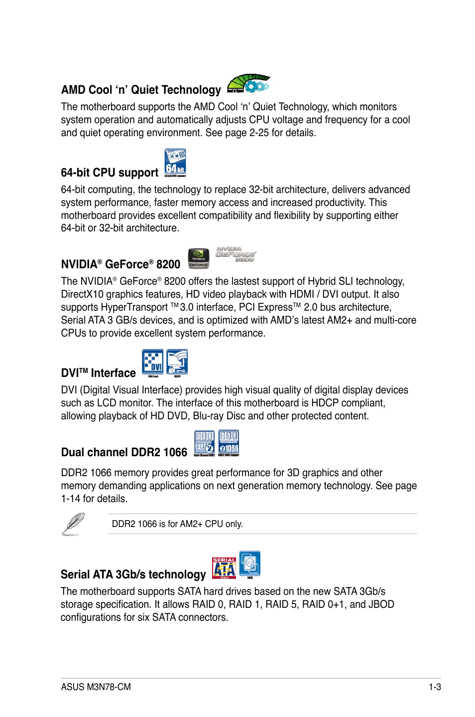 Asus M3N78-CM User Manual | Page 15 / 110