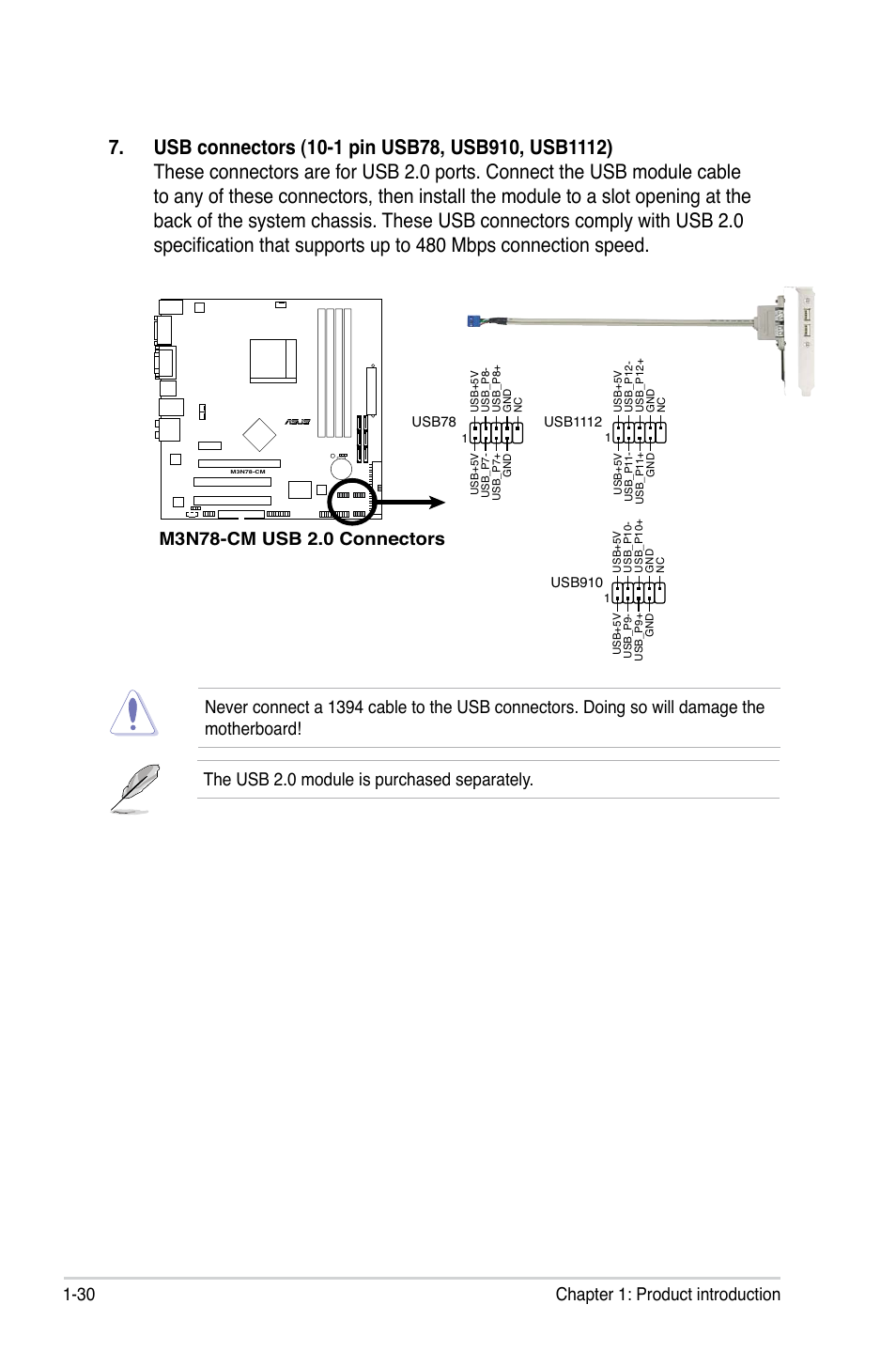 30 chapter 1: product introduction | Asus M3N78-CM User Manual | Page 42 / 110