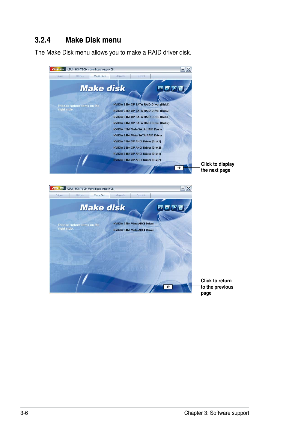 4 make disk menu | Asus M3N78-CM User Manual | Page 94 / 110