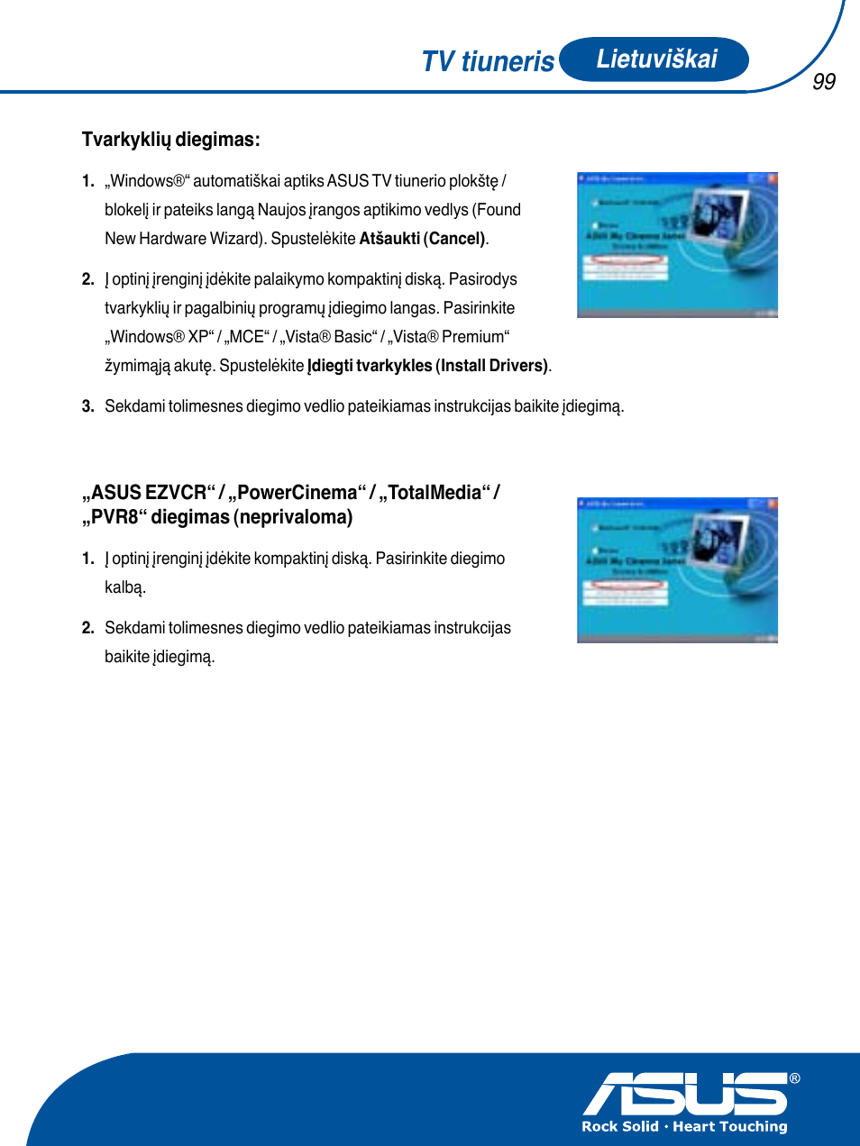 Tv tiuneris, Lietuviškai | Asus TV TUNER CARD(NTSC) User Manual | Page 100 / 146