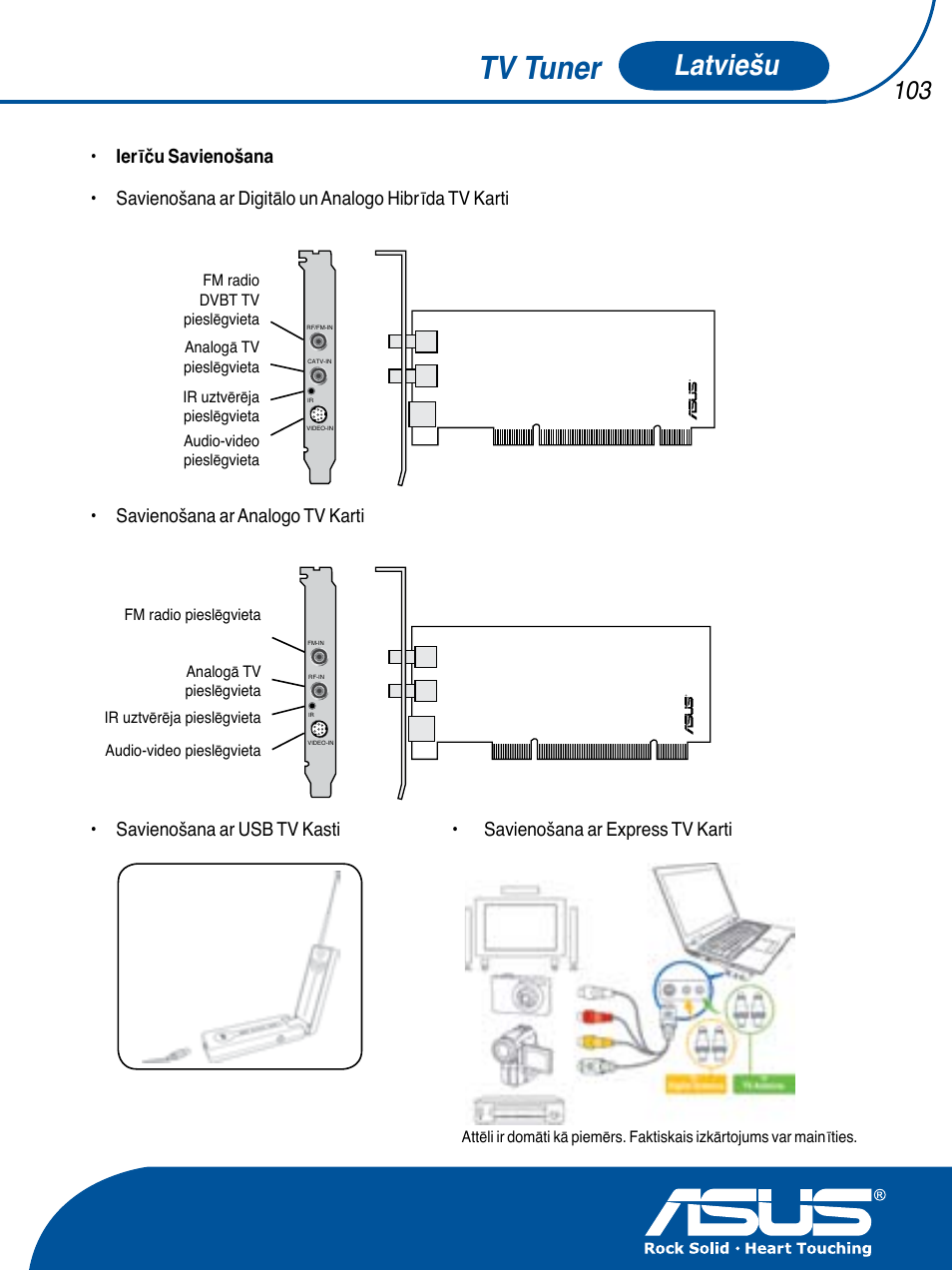 Tv tuner, Latviešu, Savienošana ar analogo tv karti | Asus TV TUNER CARD(NTSC) User Manual | Page 104 / 146