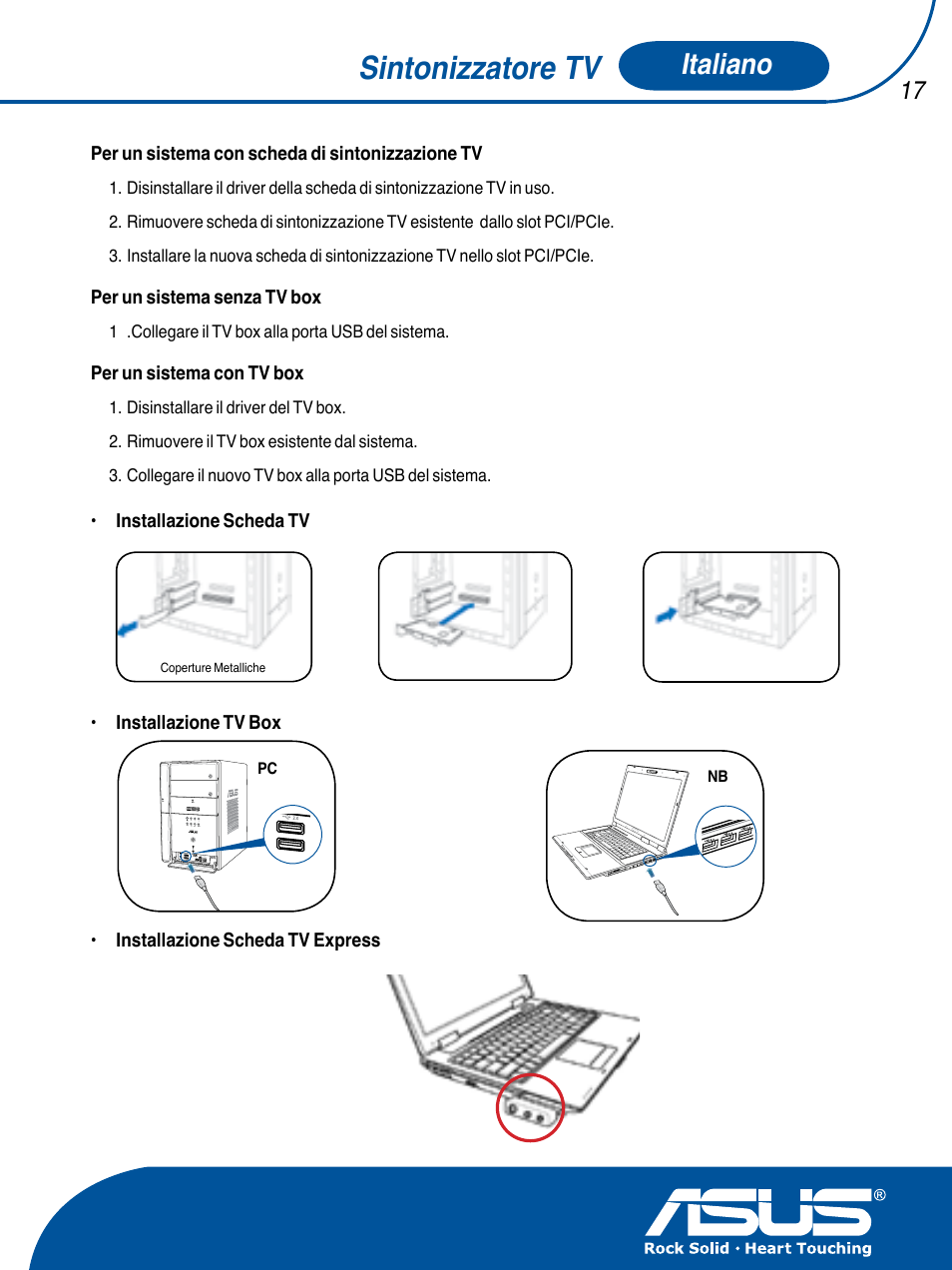 Sintonizzatore tv, Italiano | Asus TV TUNER CARD(NTSC) User Manual | Page 18 / 146