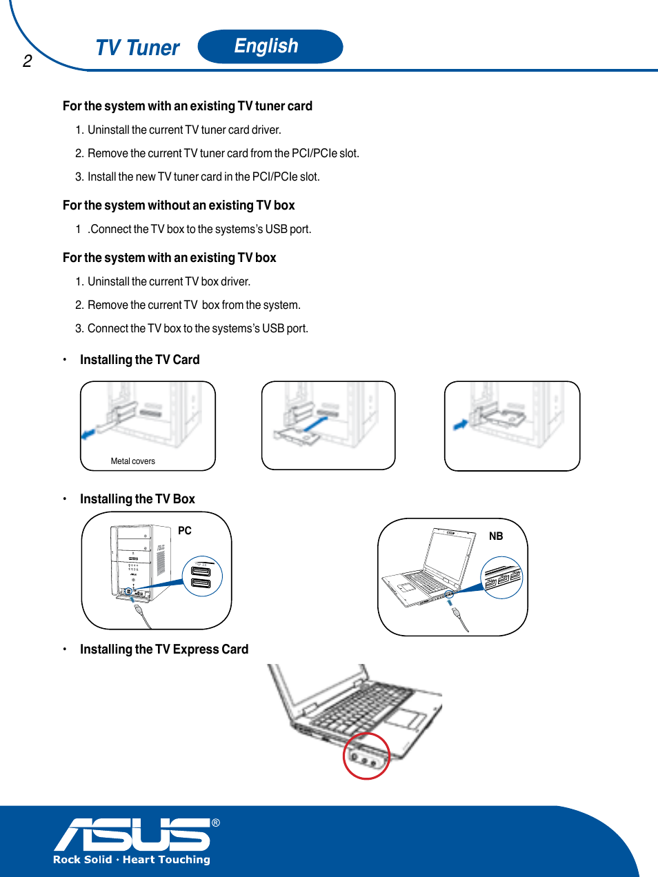 Tv tuner, English | Asus TV TUNER CARD(NTSC) User Manual | Page 3 / 146