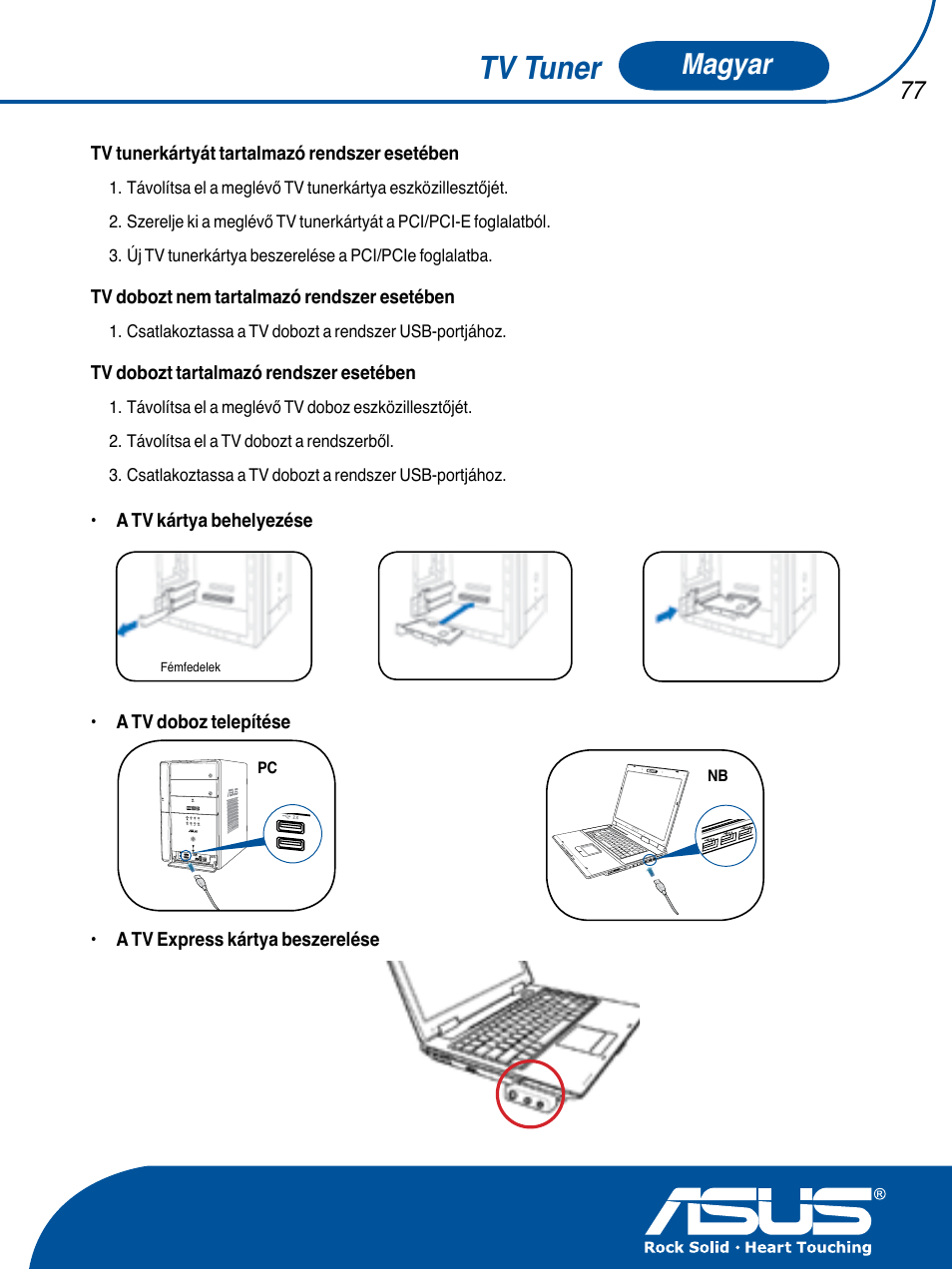 Tv tuner, Magyar | Asus TV TUNER CARD(NTSC) User Manual | Page 78 / 146