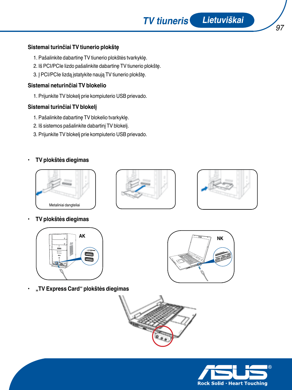 Tv tiuneris, Lietuviškai | Asus TV TUNER CARD(NTSC) User Manual | Page 98 / 146