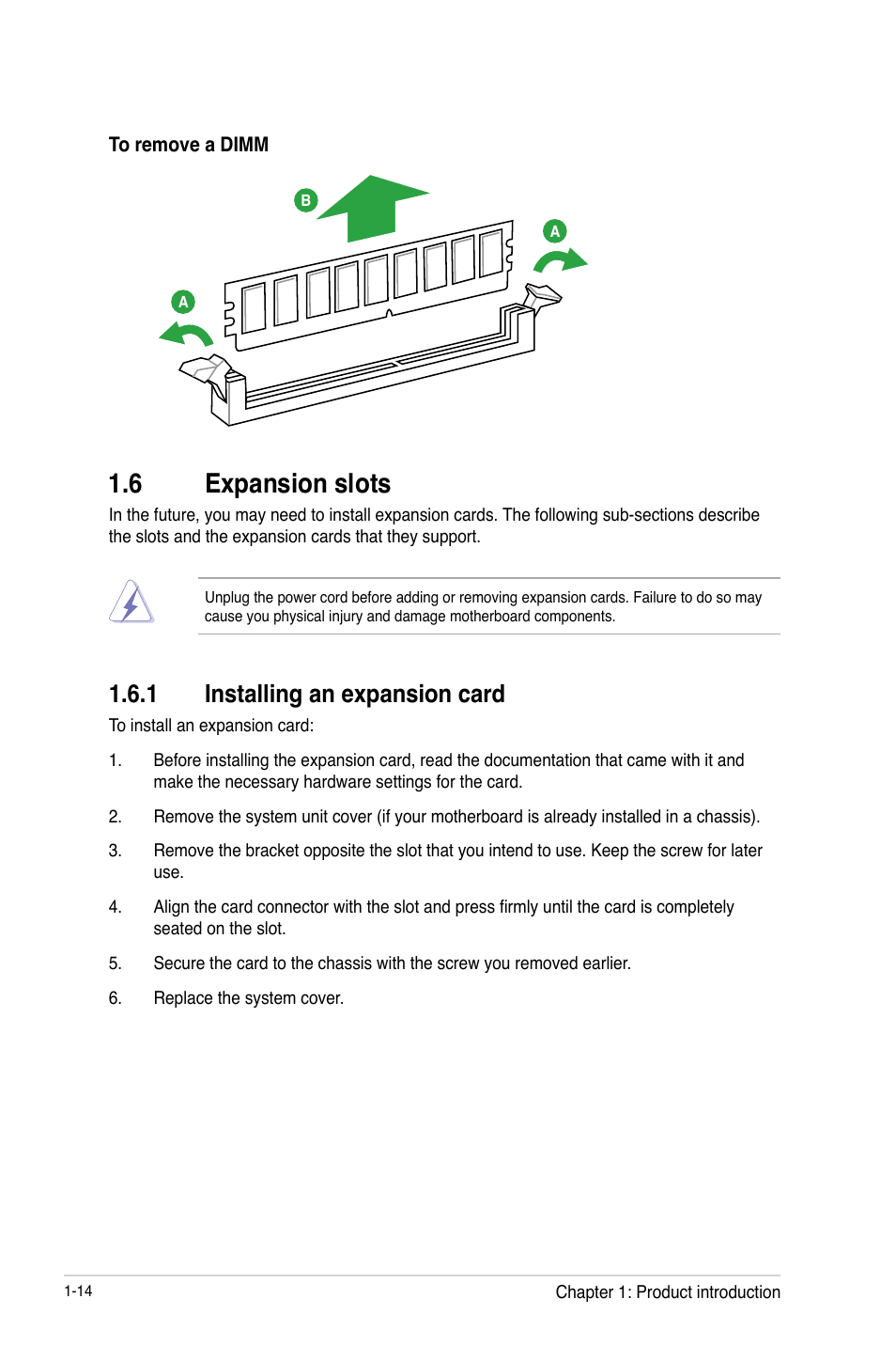 6 expansion slots, 1 installing an expansion card | Asus H61M-C User Manual | Page 26 / 72