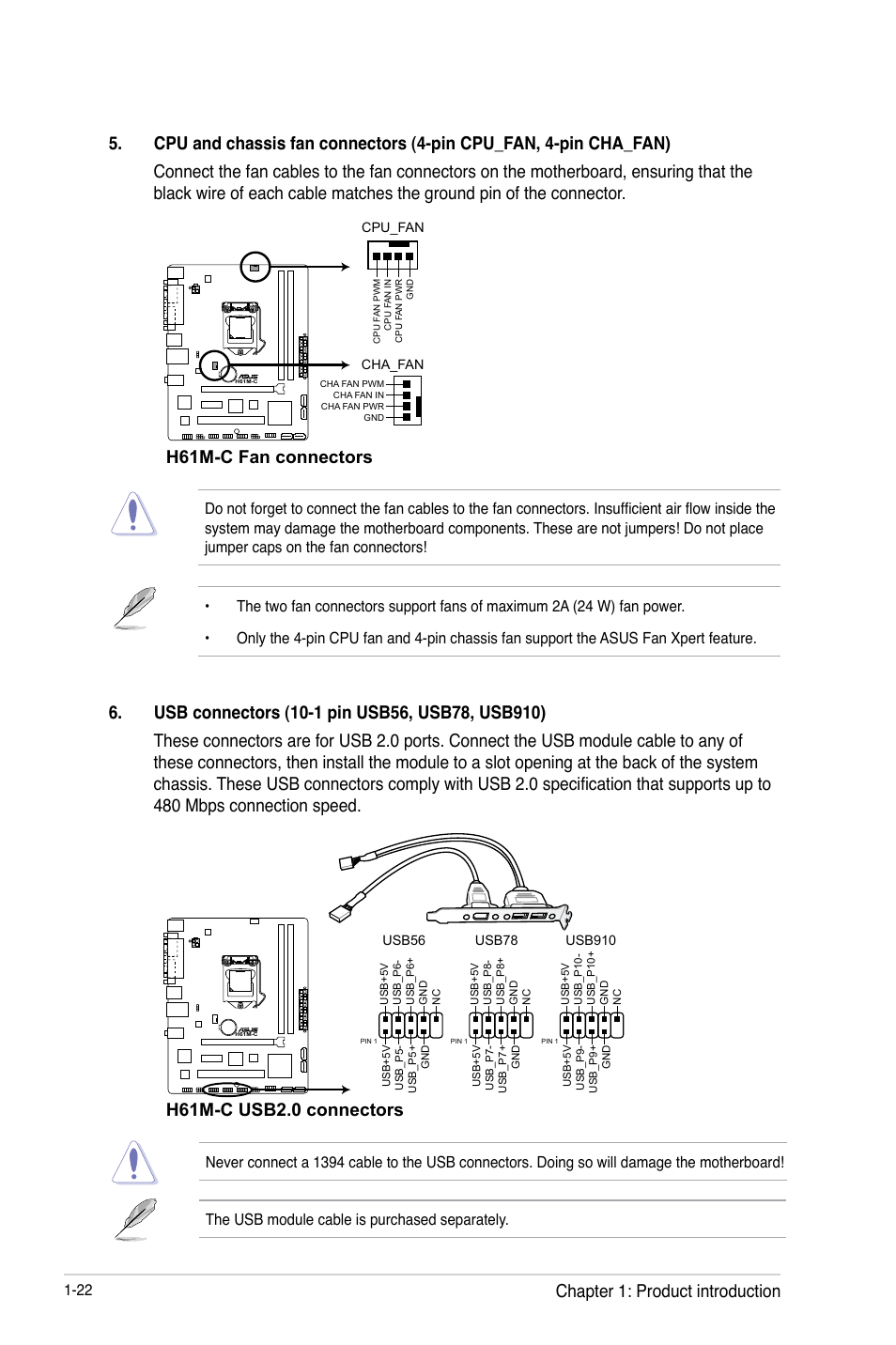 H61m-c fan connectors | Asus H61M-C User Manual | Page 34 / 72