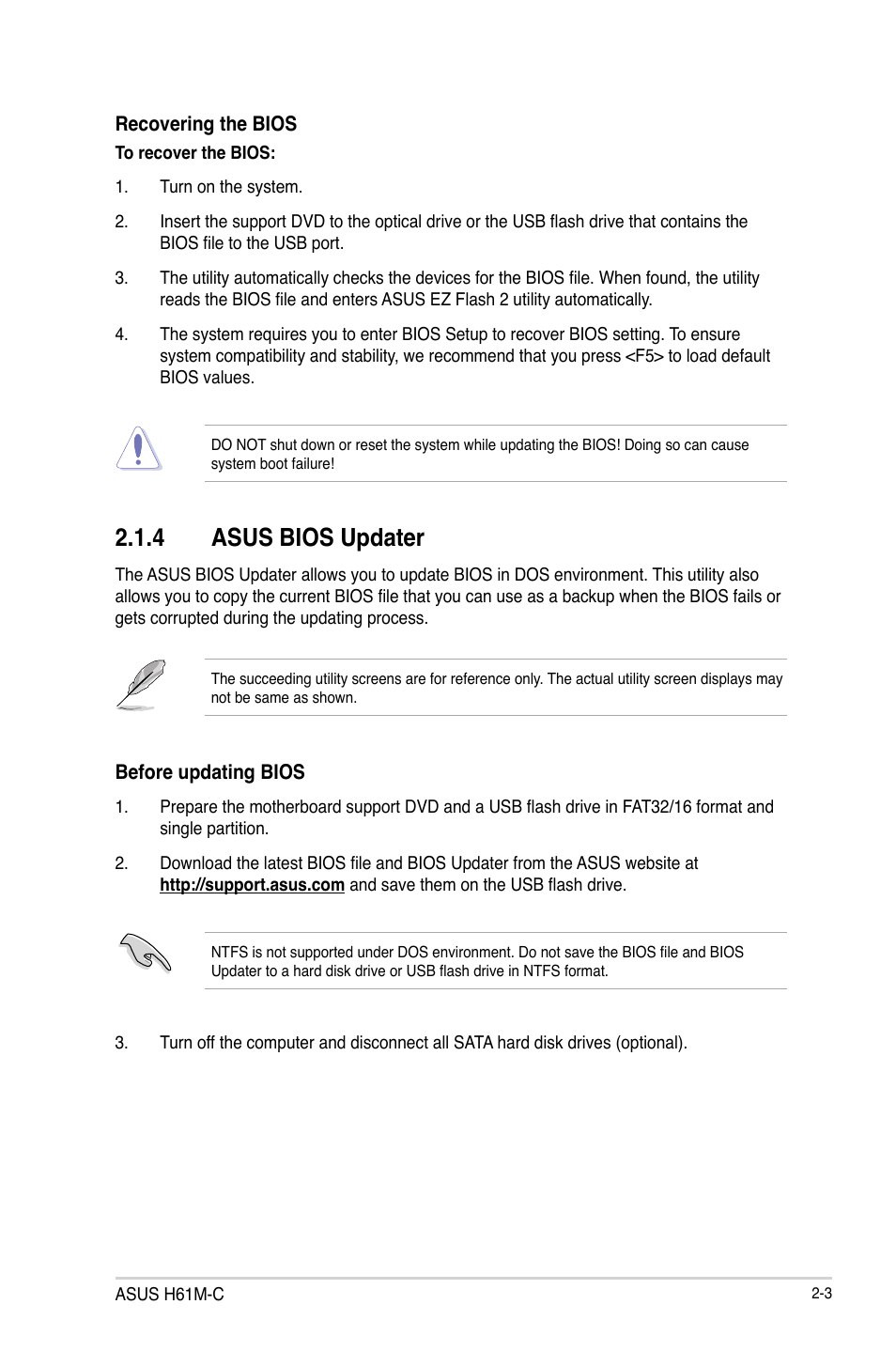 4 asus bios updater | Asus H61M-C User Manual | Page 39 / 72