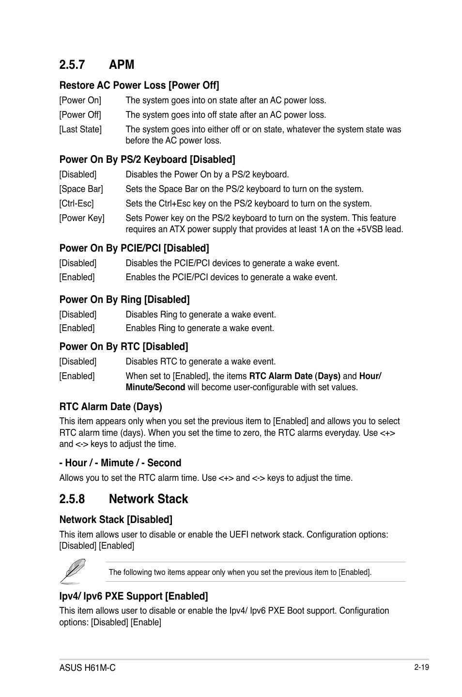 7 apm, 8 network stack | Asus H61M-C User Manual | Page 55 / 72