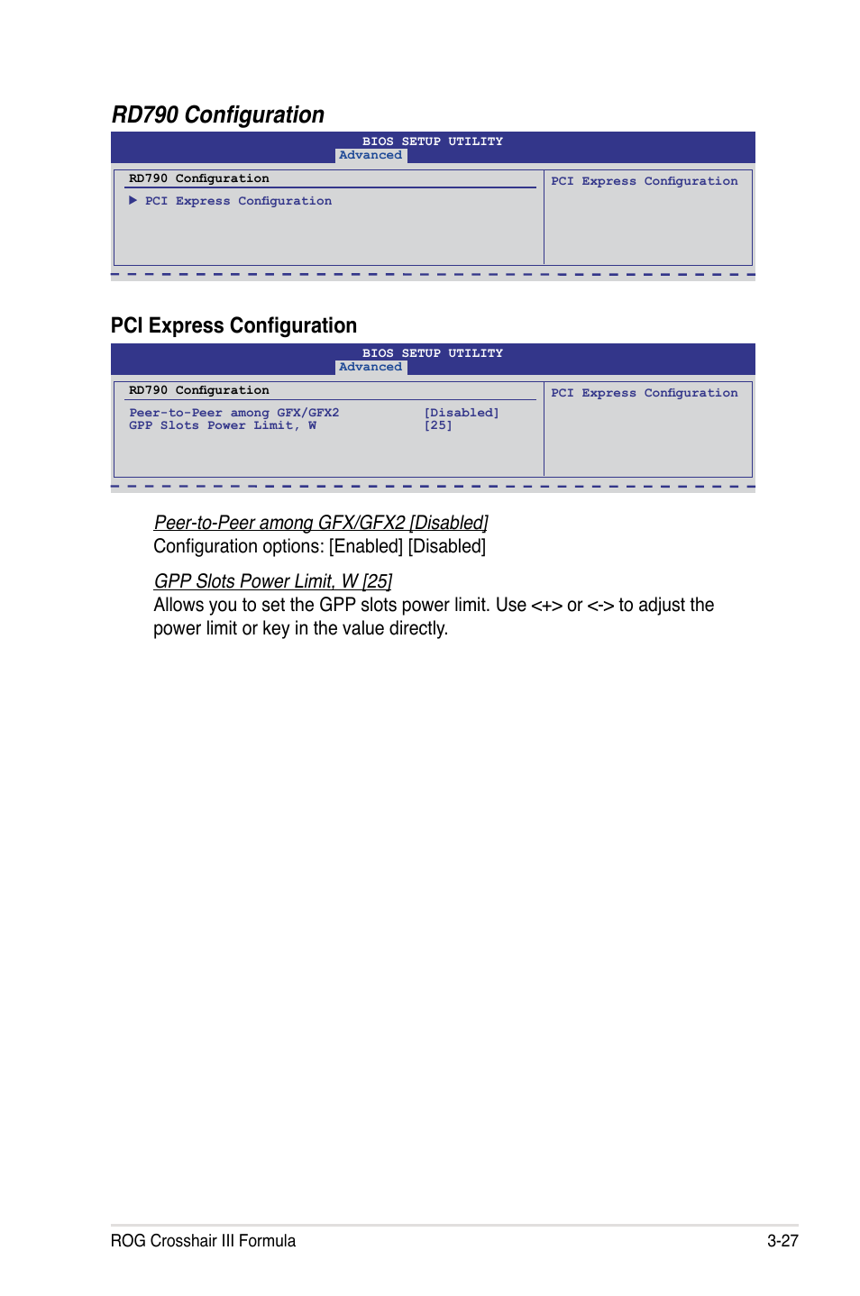 Rd79� configuration, Pci express configuration | Asus Crosshair III Formula User Manual | Page 101 / 170