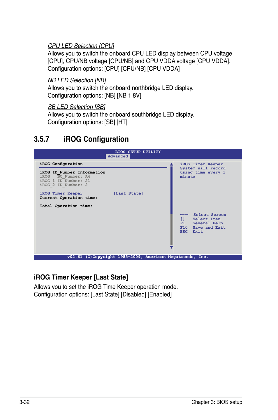 7 irog configuration, Irog timer keeper [last state | Asus Crosshair III Formula User Manual | Page 106 / 170