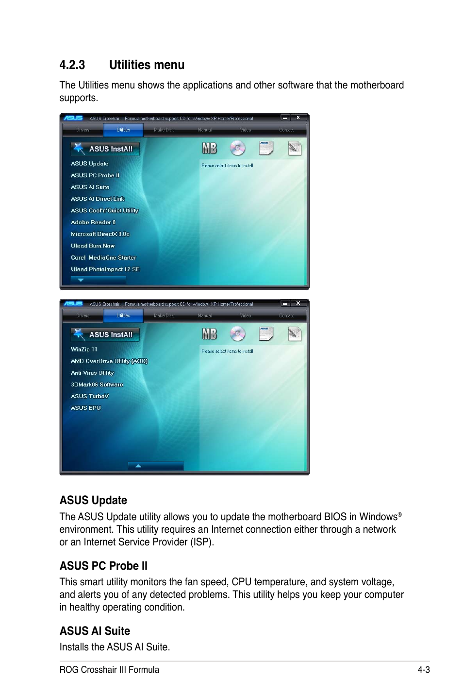 3 utilities menu | Asus Crosshair III Formula User Manual | Page 127 / 170