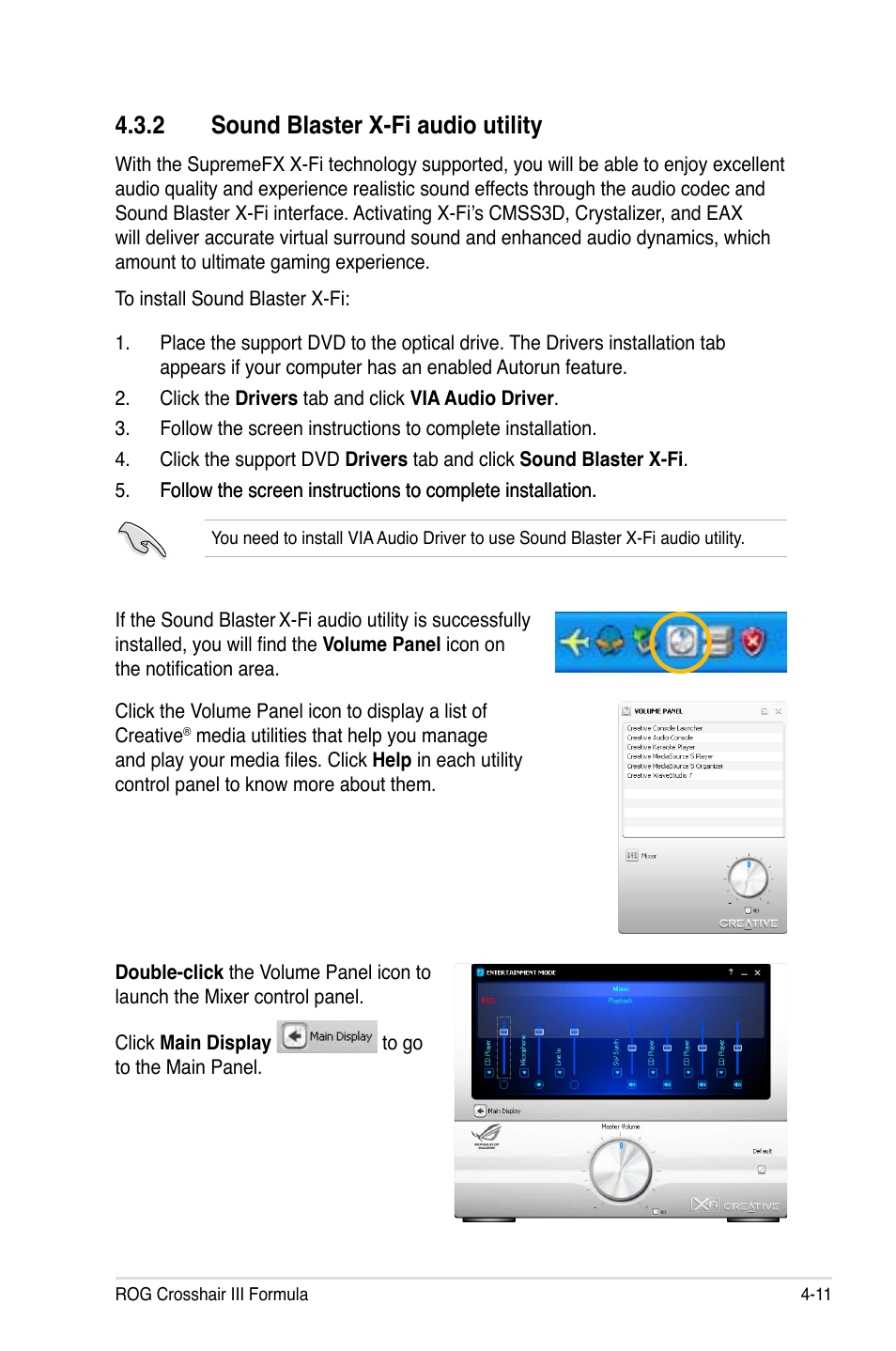 2 sound blaster x-fi audio utility | Asus Crosshair III Formula User Manual | Page 135 / 170