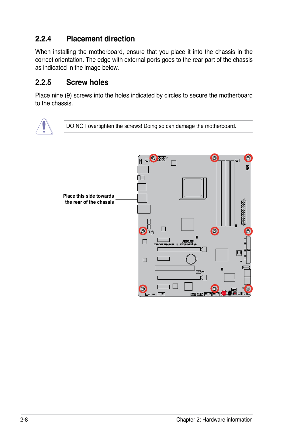 4 placement direction, 5 screw holes | Asus Crosshair III Formula User Manual | Page 36 / 170