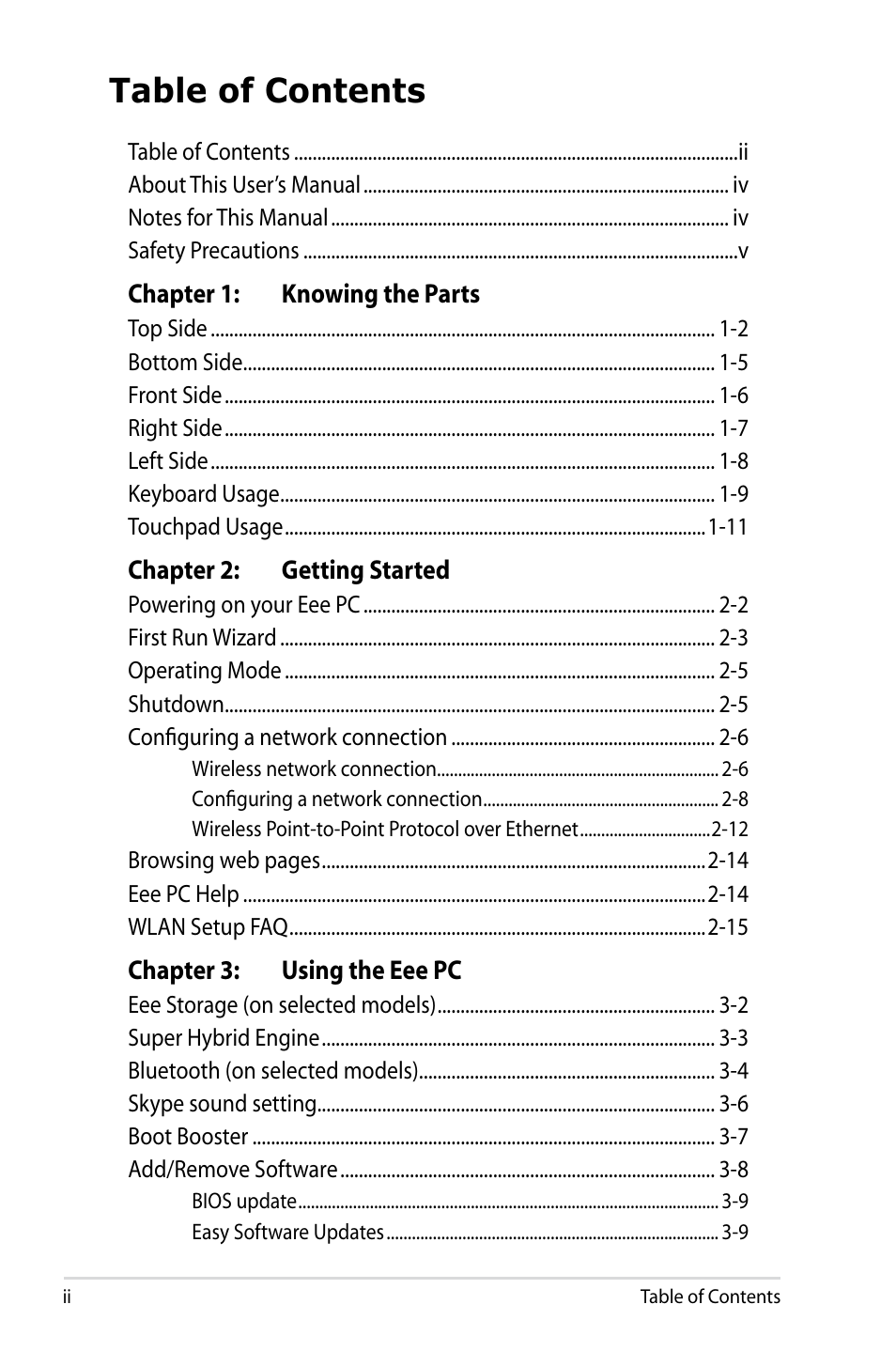 Asus Eee PC 1005HAB User Manual | Page 2 / 82