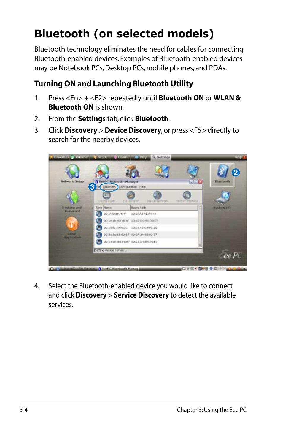 Bluetooth (on selected models), Bluetooth (on selected models) -4 | Asus Eee PC 1005HAB User Manual | Page 40 / 82