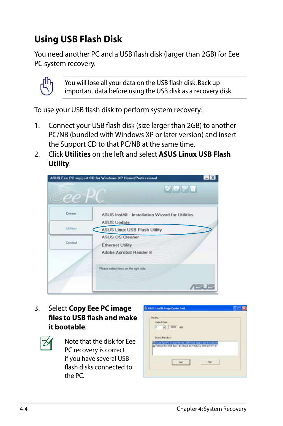 Using usb flash disk, Using usb flash disk -4 | Asus Eee PC 1005HAB User Manual | Page 50 / 82