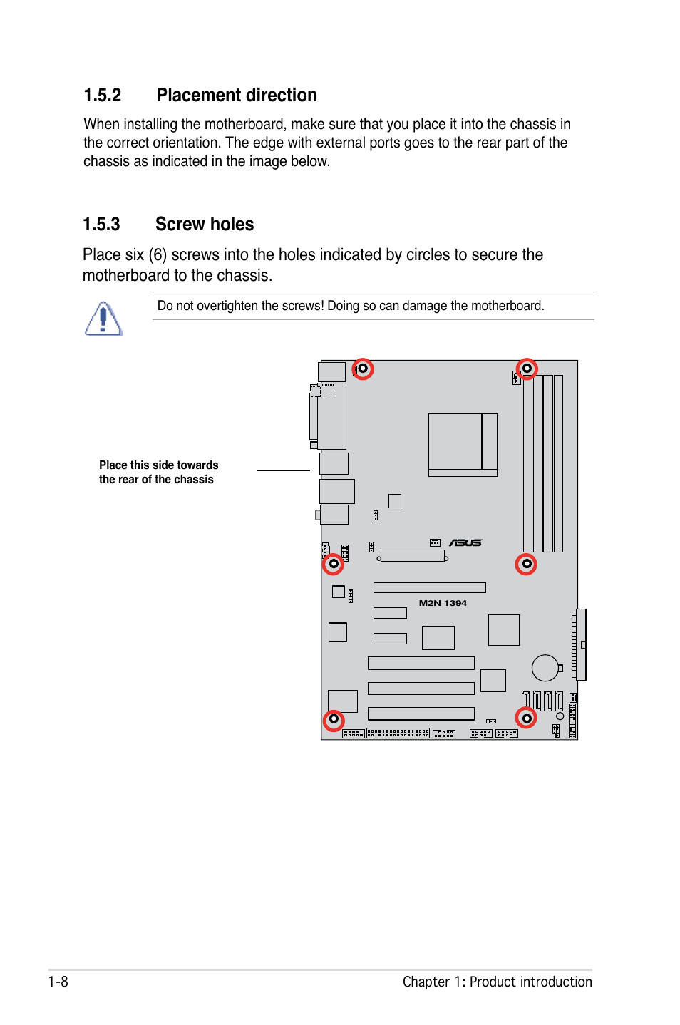 2 placement direction, 3 screw holes | Asus M2N 1394 User Manual | Page 18 / 88